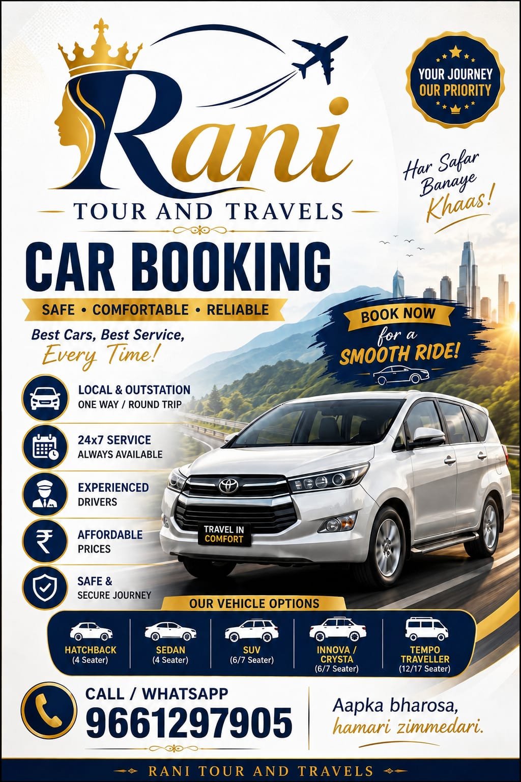 Rani Tour and Travels fleet vehicle available for hire